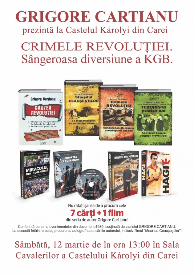 Lansare de carte Grigore Cartianu și conferință la Castelul din Carei Lansare de carte Grigore Cartianu și conferință la Castelul din Carei