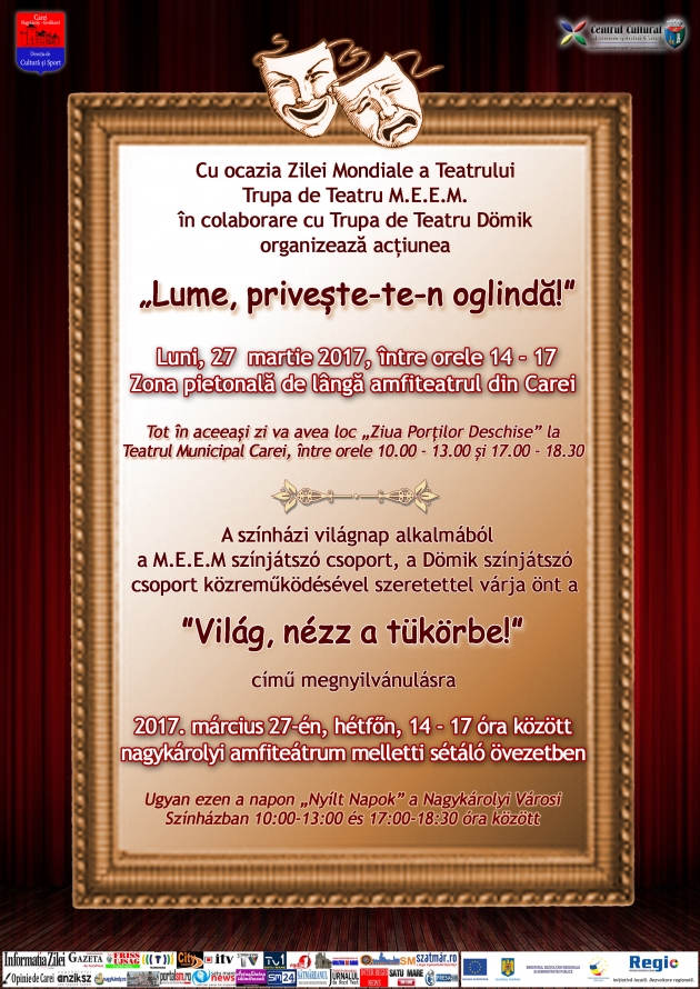 Activități organizate la Carei cu ocazia Zilei Mondiale a Teatrului Activități organizate la Carei cu ocazia Zilei Mondiale a Teatrului
