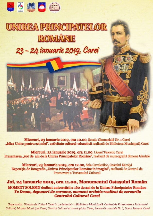 Manifestări culturale dedicate Zilei Unirii Prinicipatelor Române la Carei