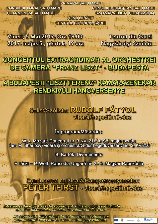 Concert extraordinar al Orchestrei de Cameră Franz Liszt din Budapesta Concert extraordinar al Orchestrei de Cameră Franz Liszt din Budapesta