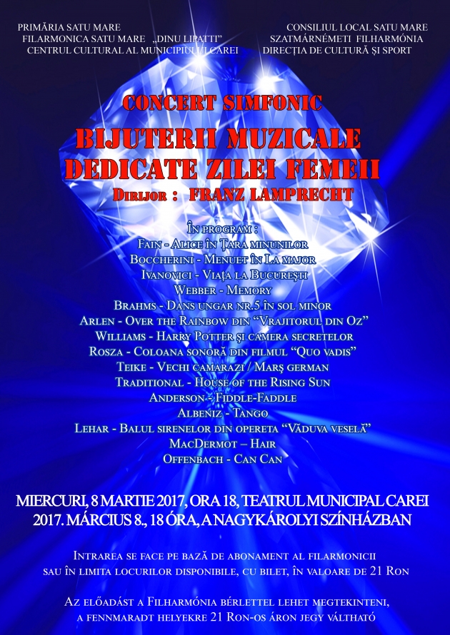Concertul „Bijuterii muzicale dedicate Zilei Femeii” / Zenei gyöngyszemek című nőnapi koncert Concertul „Bijuterii muzicale dedicate Zilei Femeii” / Zenei gyöngyszemek című nőnapi koncert